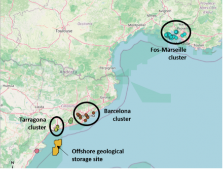 Map of Mediterranean CCUS value chain